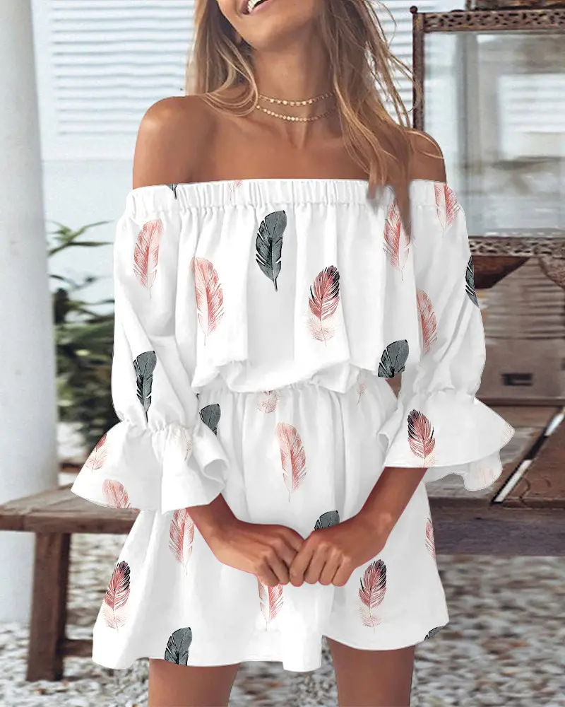 Boho Wind Chimes - Mini-robe à épaules dénudées pour femme,