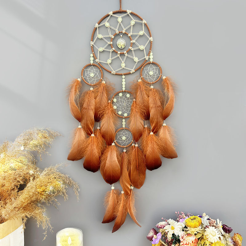 Boho Wind Chimes - Attrape-rêves Boho, plumes tissées à la