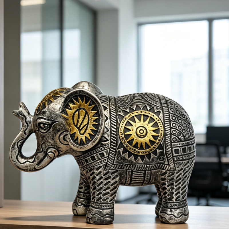 Statue d'éléphant à motif sole - Abstract Sculpture Resin avis et prix