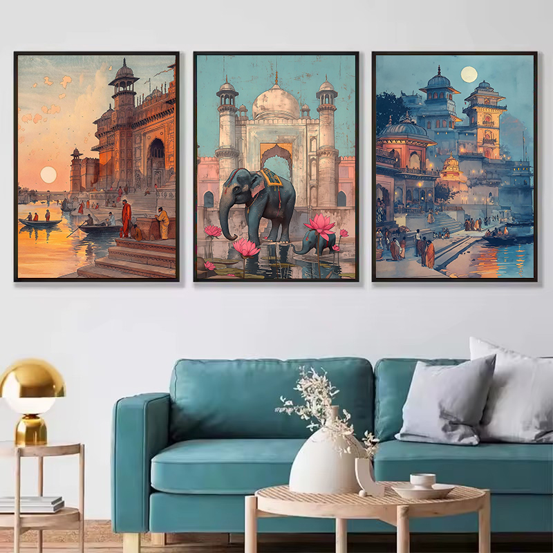 Affiche Vintage d'inde ancienn - Home Decor Varanasi avis et prix